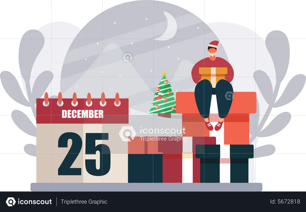 Man enjoy christmas on 25 december  Illustration