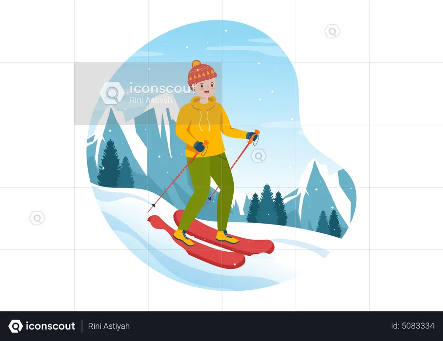 Man enjoy ice snowboarding  Illustration