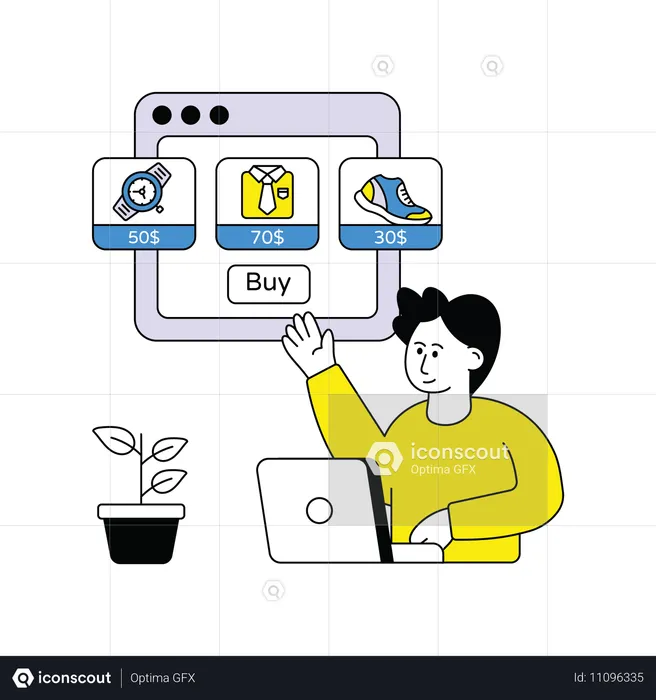 Man enjoying digital shopping  Illustration