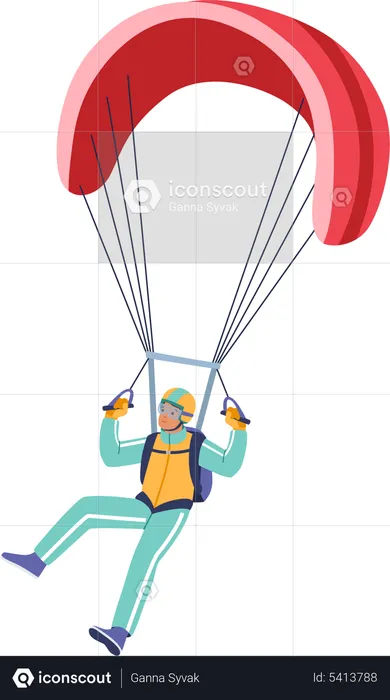 Man enjoying extreme paragliding  Illustration