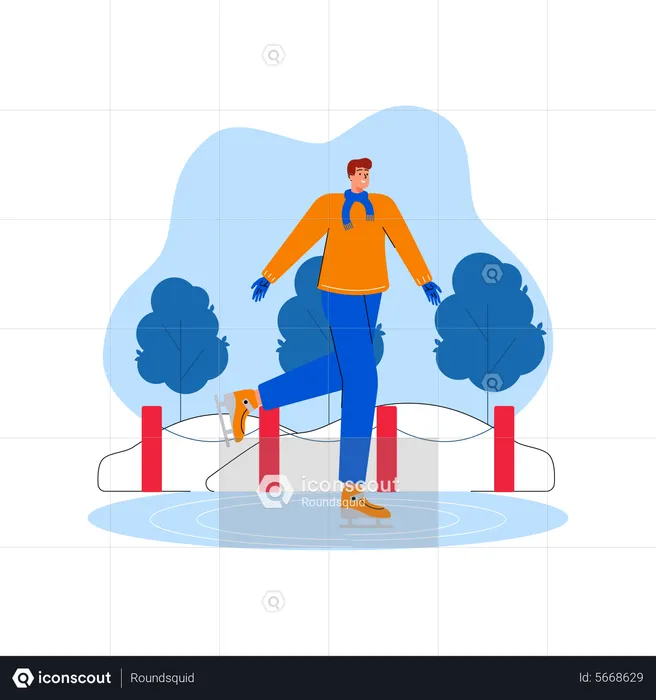 Man enjoying ice skate  Illustration