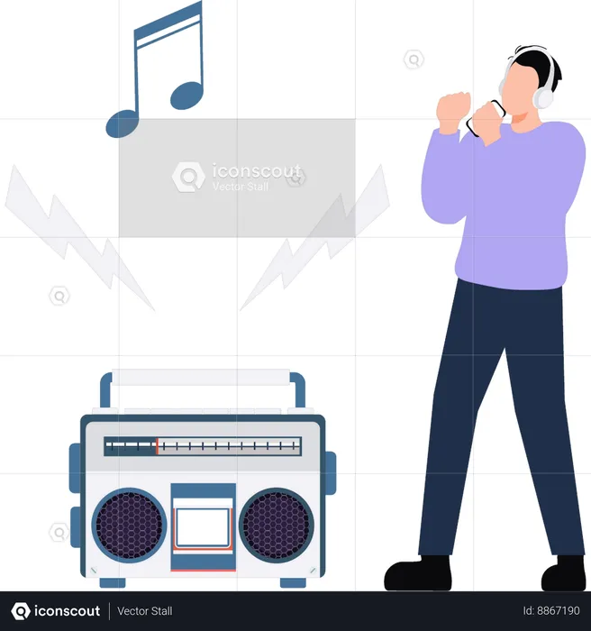 Man enjoying music party  Illustration