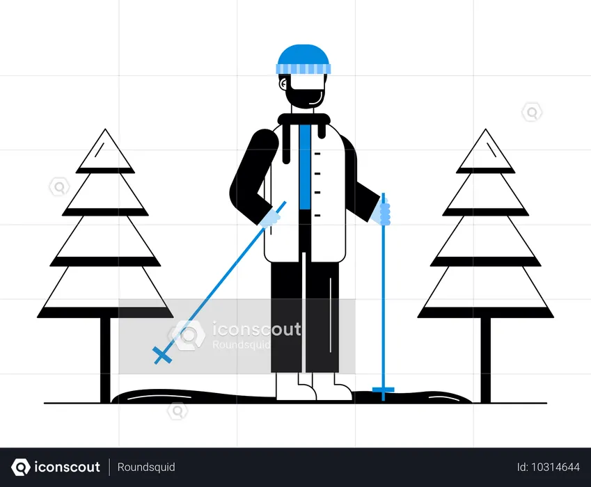 Man Enjoying Snowboarding  Illustration