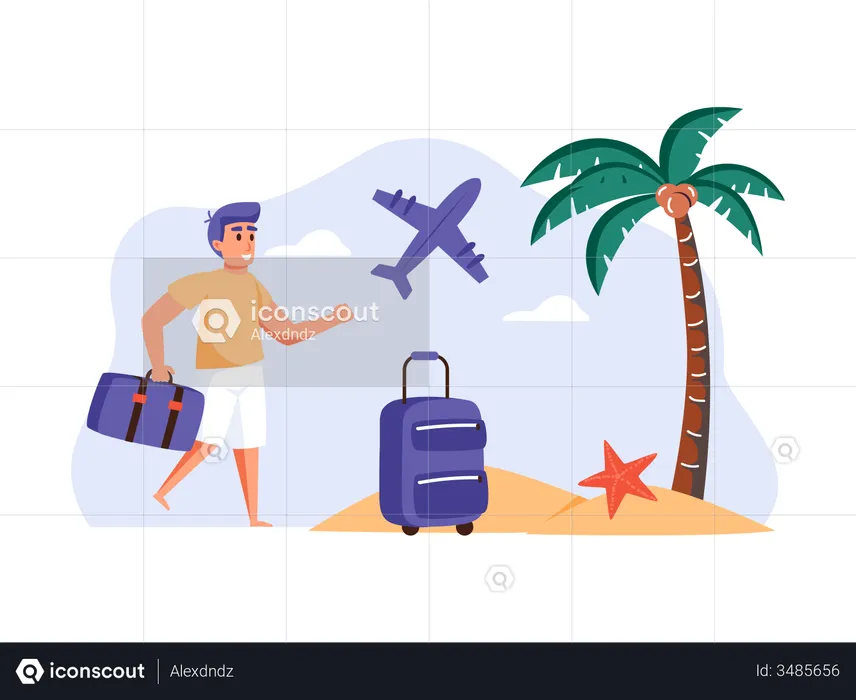 Man enjoying summer vacation  Illustration