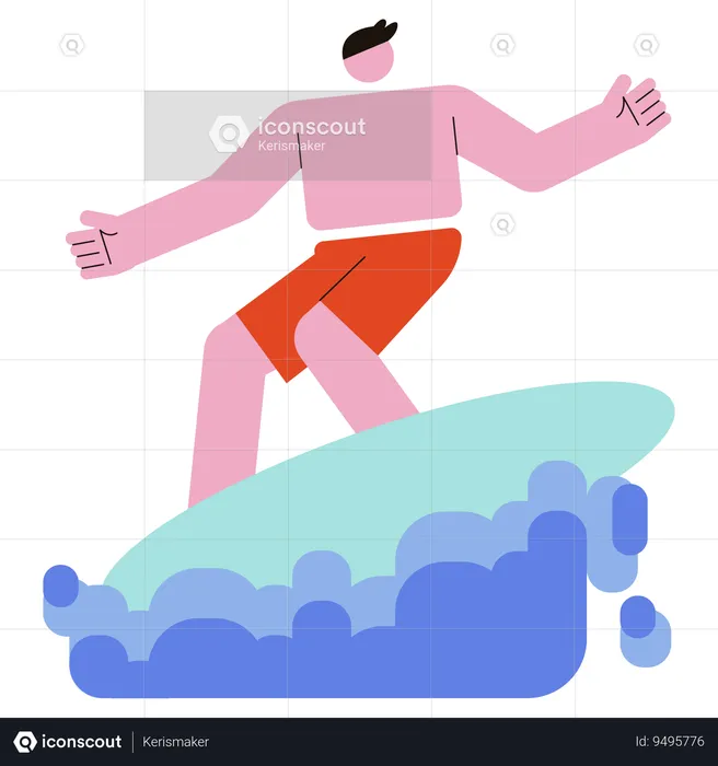 Man enjoying Surfing  Illustration