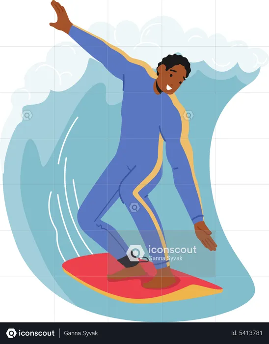 Man enjoying surfing  Illustration