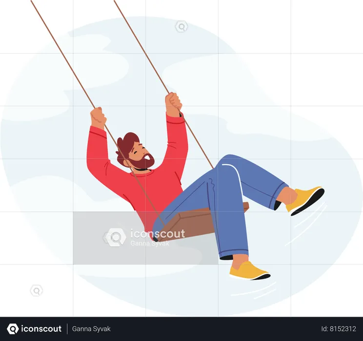 Man enjoying swinging  Illustration