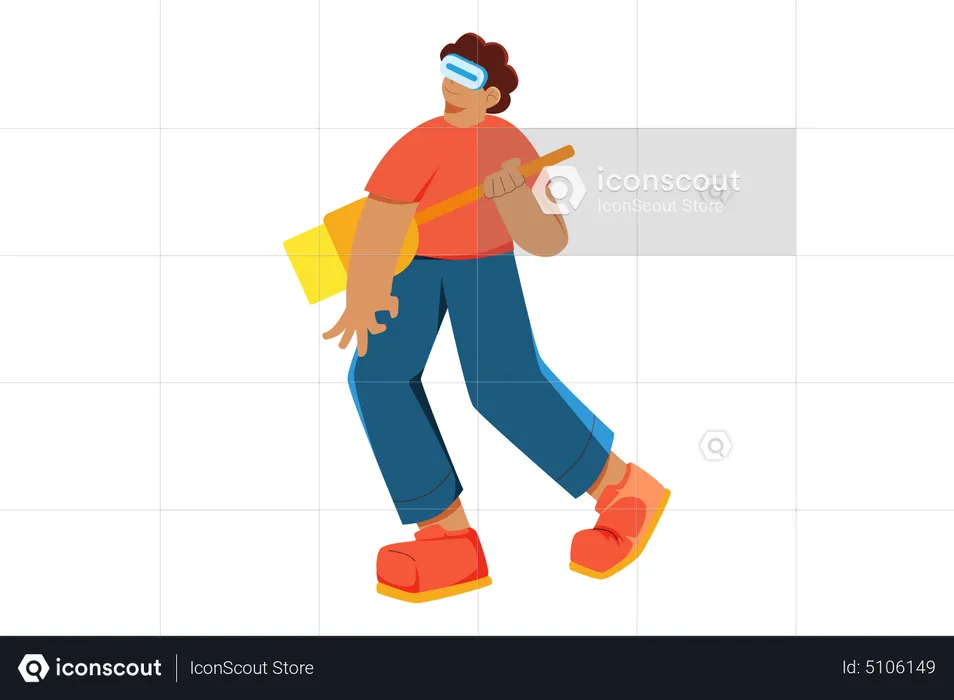 Man enjoying virtual concert  Illustration