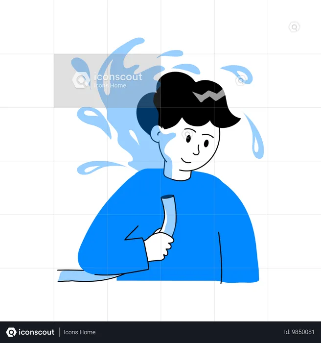 Man enjoying water splash in Hot Summer Day  Illustration