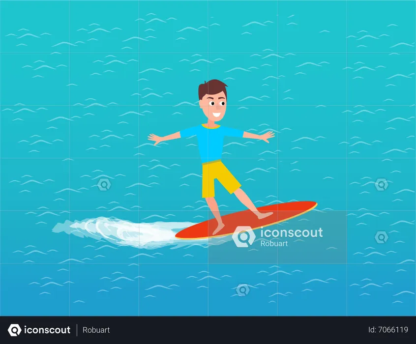 Man enjoying water surfing  Illustration