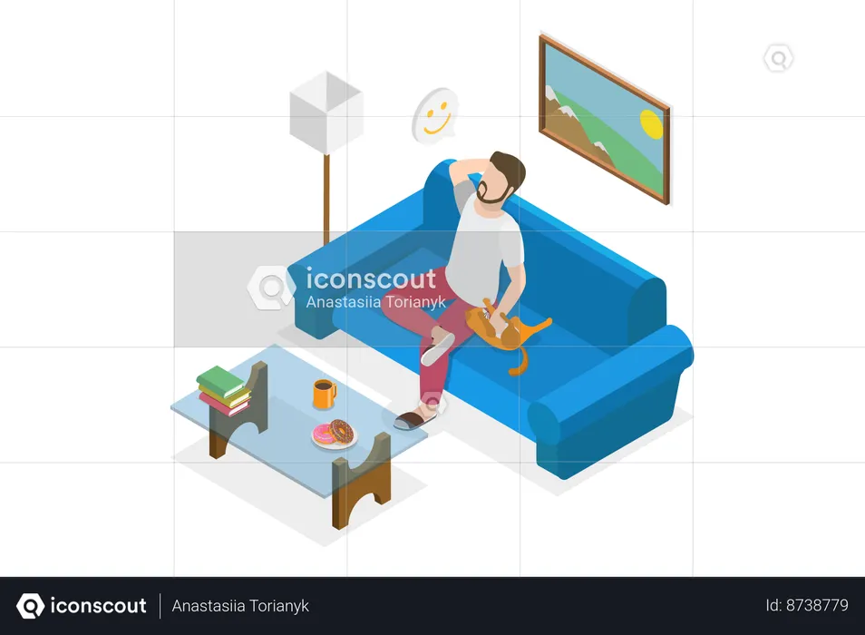 Man Enjoying Weekend  Illustration