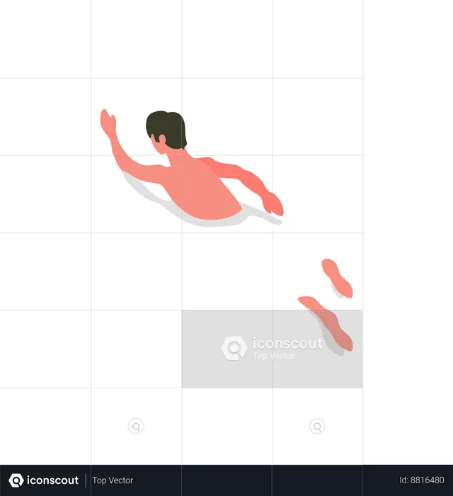 Man enjoys underwater swimming  Illustration