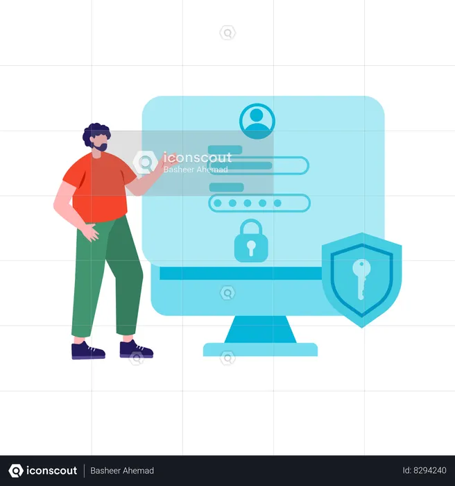 Man Enter login username and password  Illustration