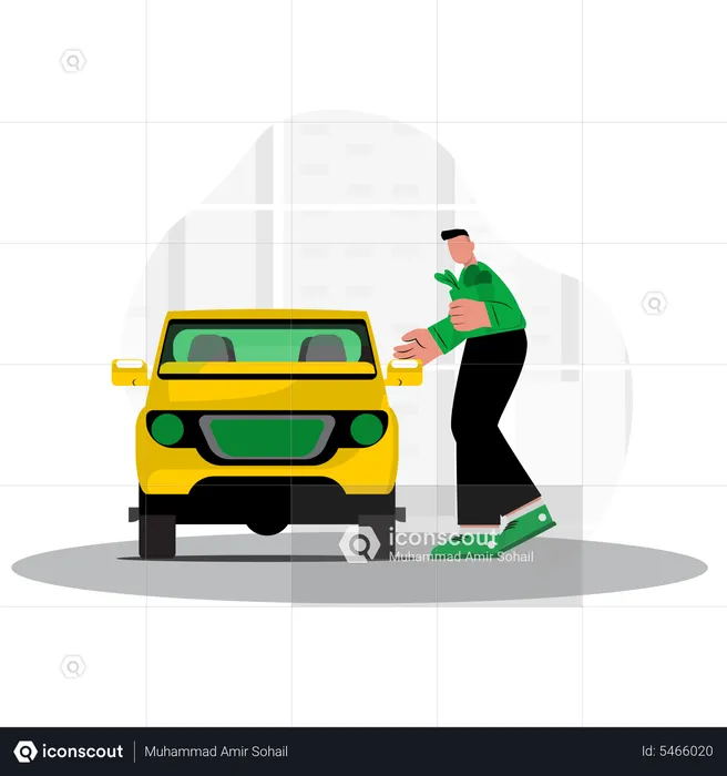 Man entering into car  Illustration