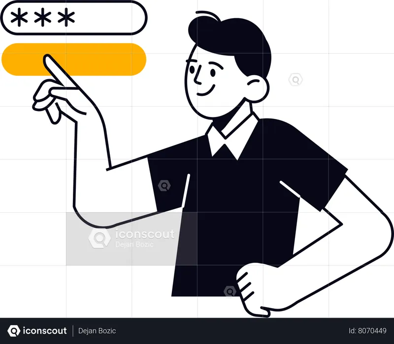 Man entering password  Illustration