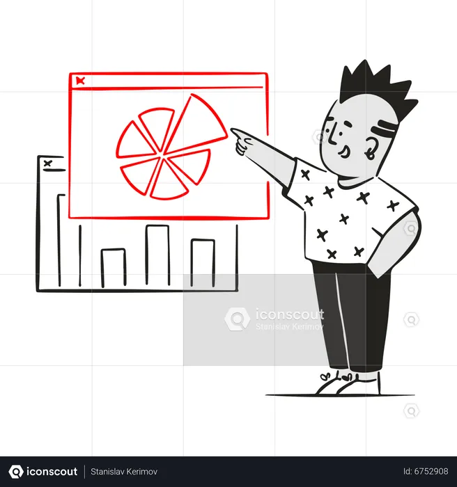 Man examine data analysis  Illustration