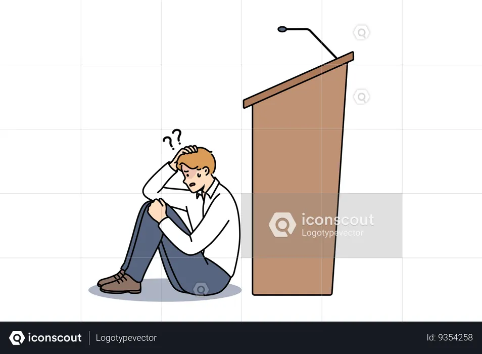 Fear Of Speaking In Front Of Audience Man Experiences Peiraphobia Which Causes Fear Speaking In Front Of