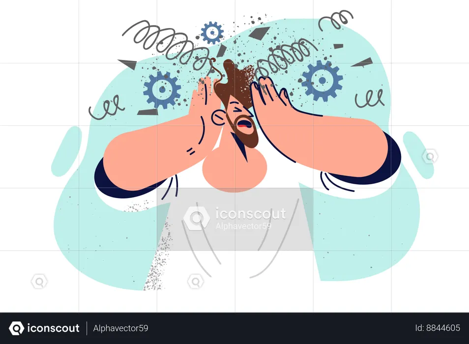 Man experiences stress  Illustration