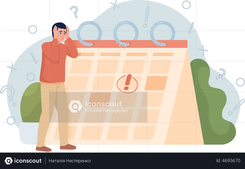 Man experiencing deadline anxiety  Illustration