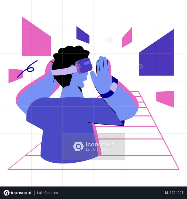 Man experiencing metaverse world  Illustration