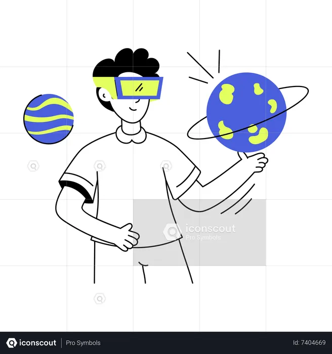 Man experiencing Virtual World  Illustration