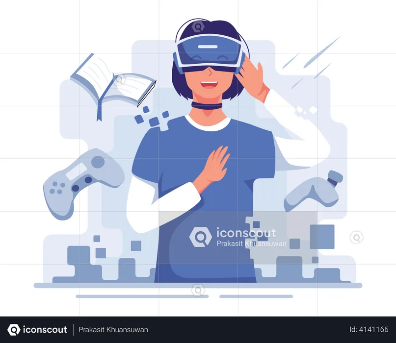 Man experiencing VR gaming  Illustration