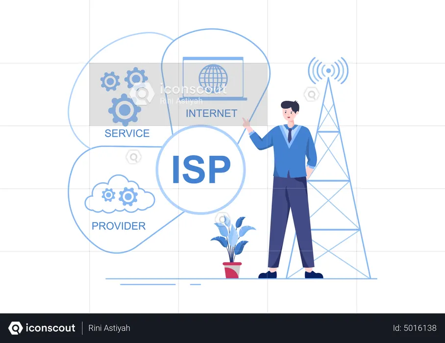 Man explain about internet service provider features  Illustration