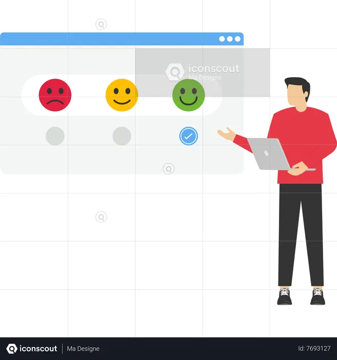 Man explain feedback with emojis  Illustration