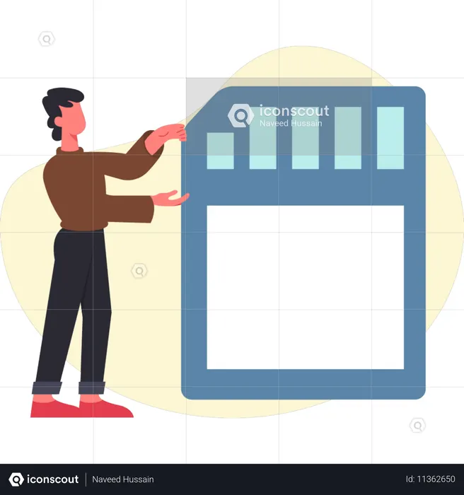 SIMカードを説明する男性  イラスト