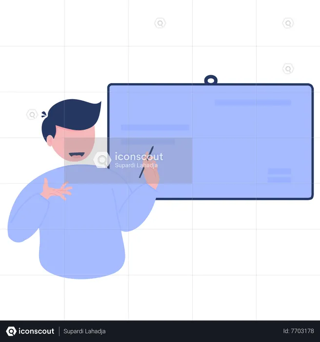 Man explaining at blackboard  Illustration