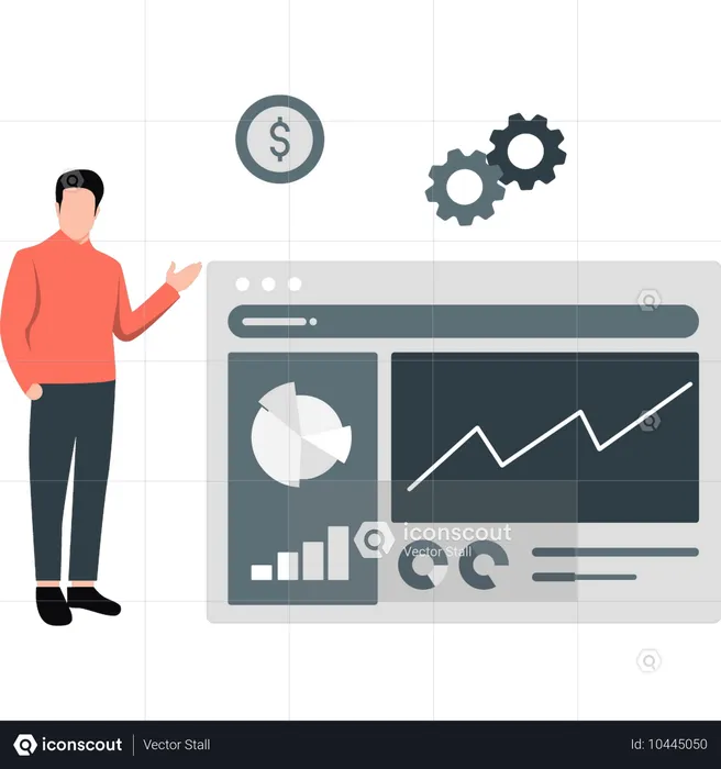 Man explaining management evaluation  Illustration