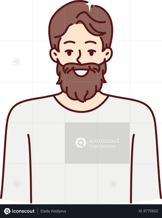 Man face is covered with beard  Illustration