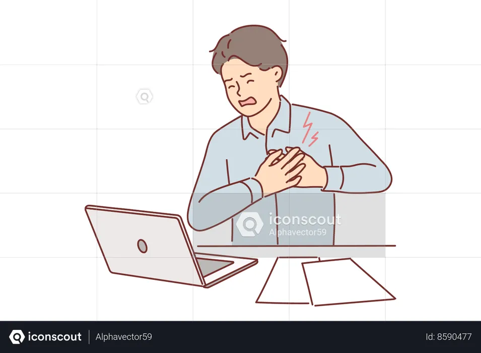 Man faces heart attack  Illustration