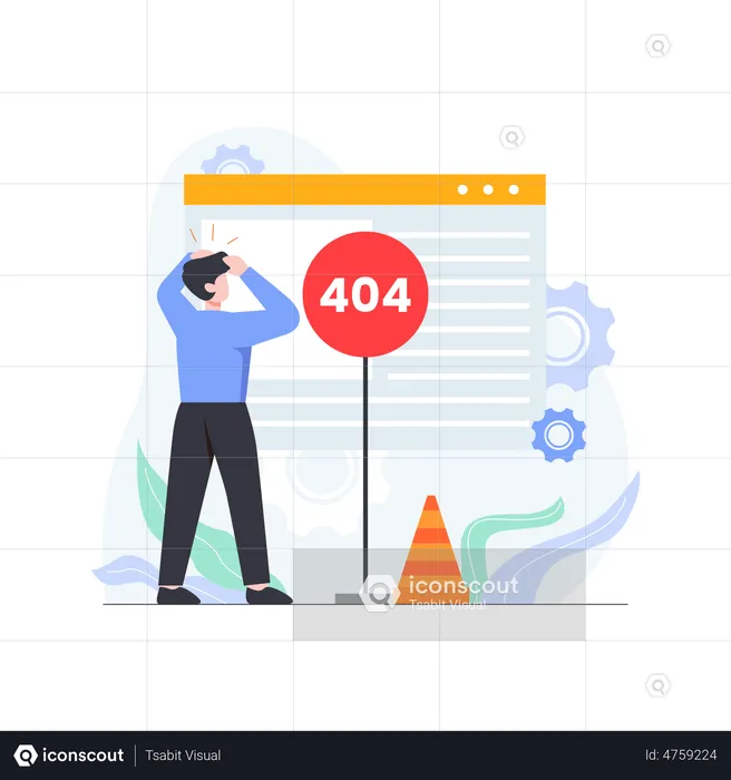 Man facing 404 error  Illustration