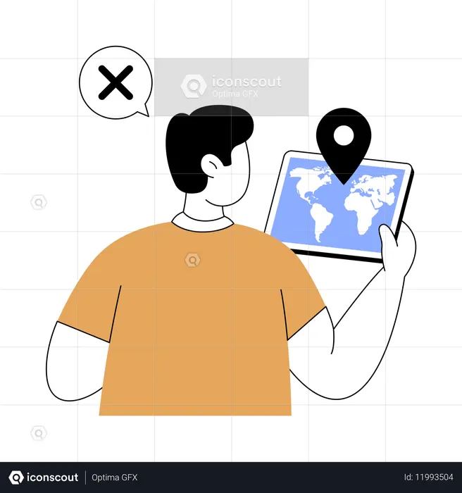 Man facing address error  Illustration