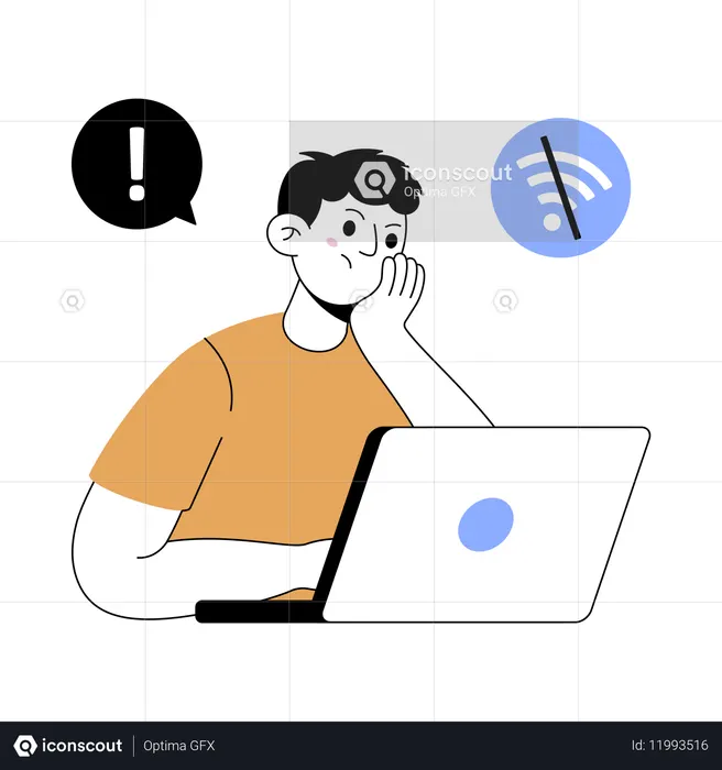 Man facing connection lost  Illustration