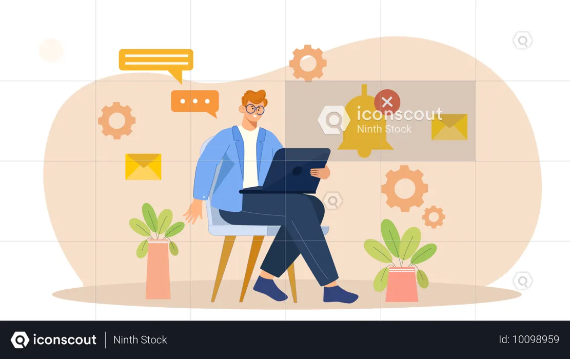 Man facing empty notification  Illustration
