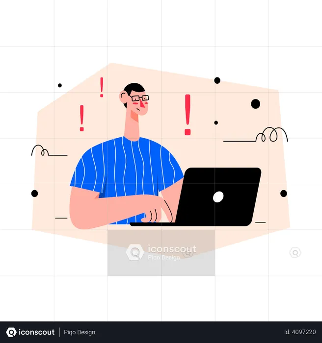 Man facing error 404  Illustration