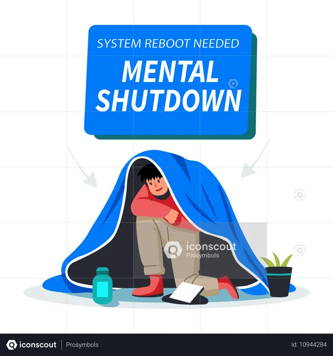 Man facing Mental Shutdown  Illustration