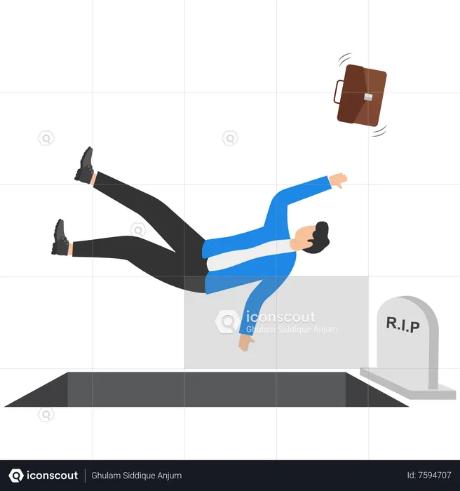 Man falling into the tomb  Illustration
