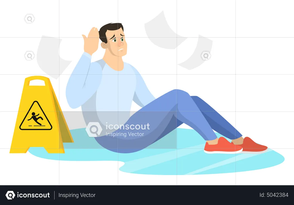 Man falling on wet floor  Illustration