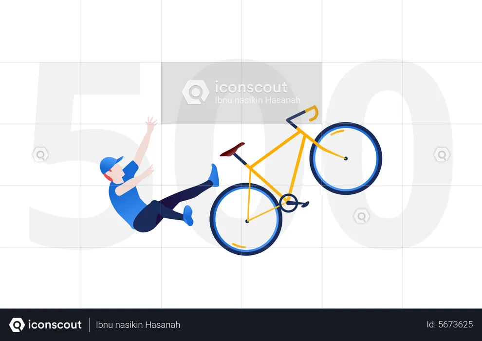Man falls from bicycle  Illustration