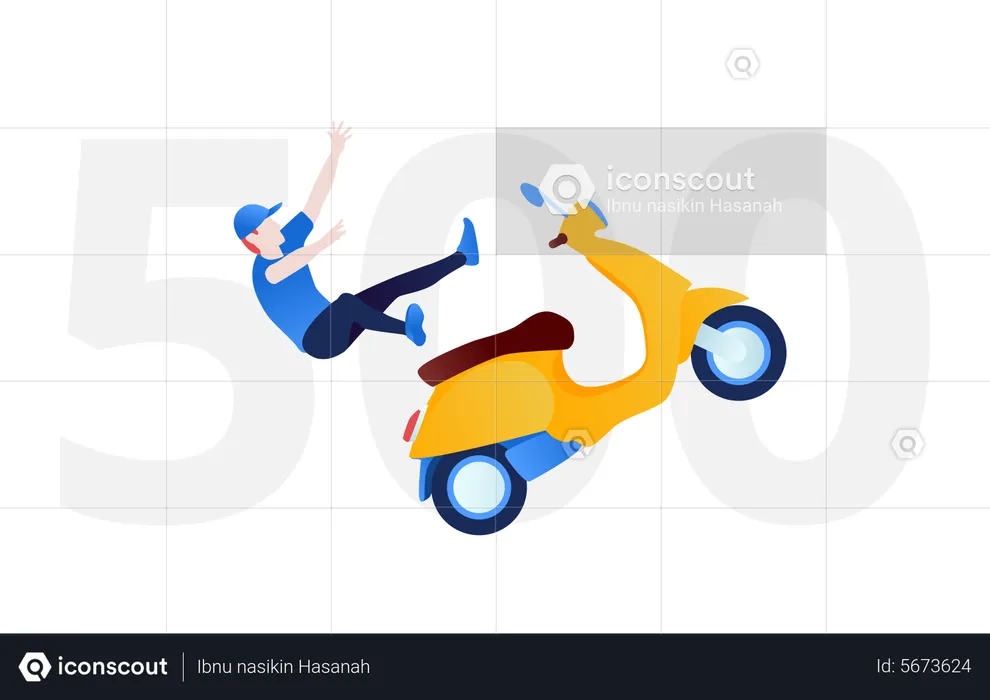 Man falls from scooter  Illustration