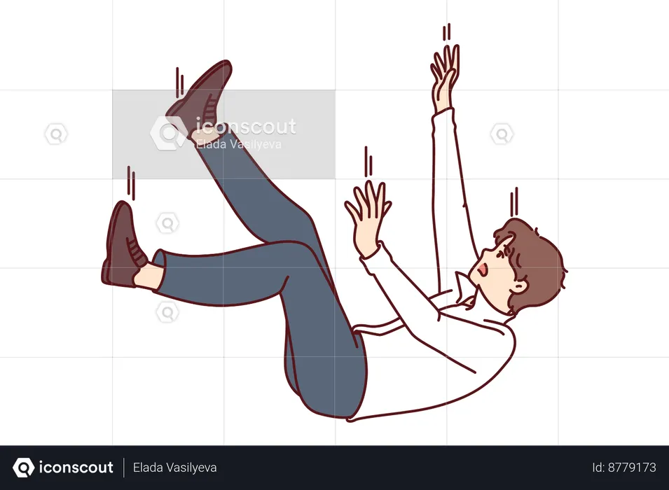 Man falls from staircase  Illustration