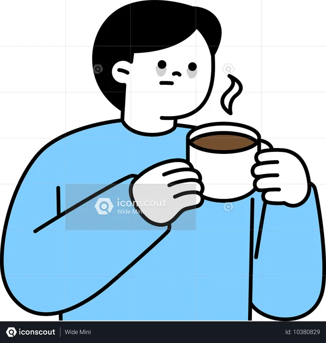 Man feel fatigue and drinking coffee  Illustration