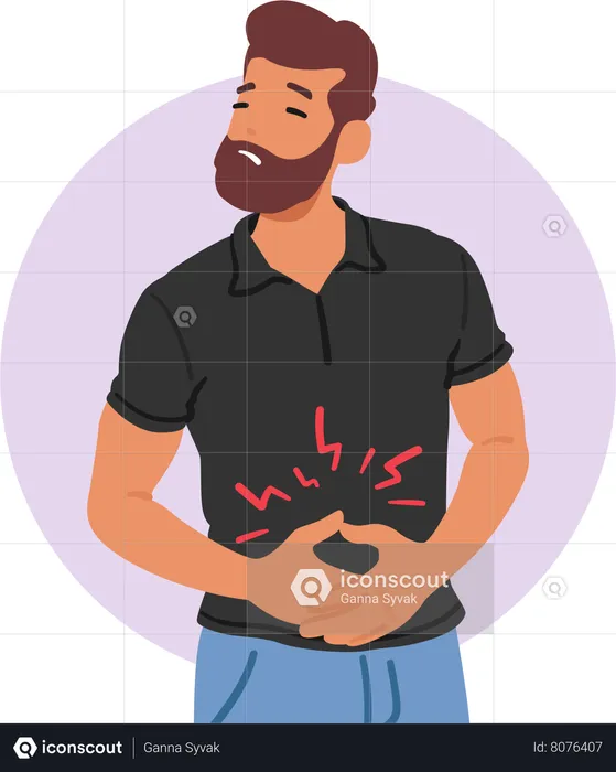 Man Feel stomach Pain  Illustration