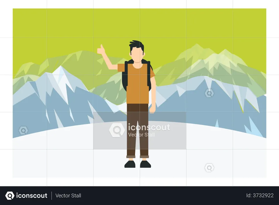 Man Feeling Happy After Reaching At Travel Destination  Illustration