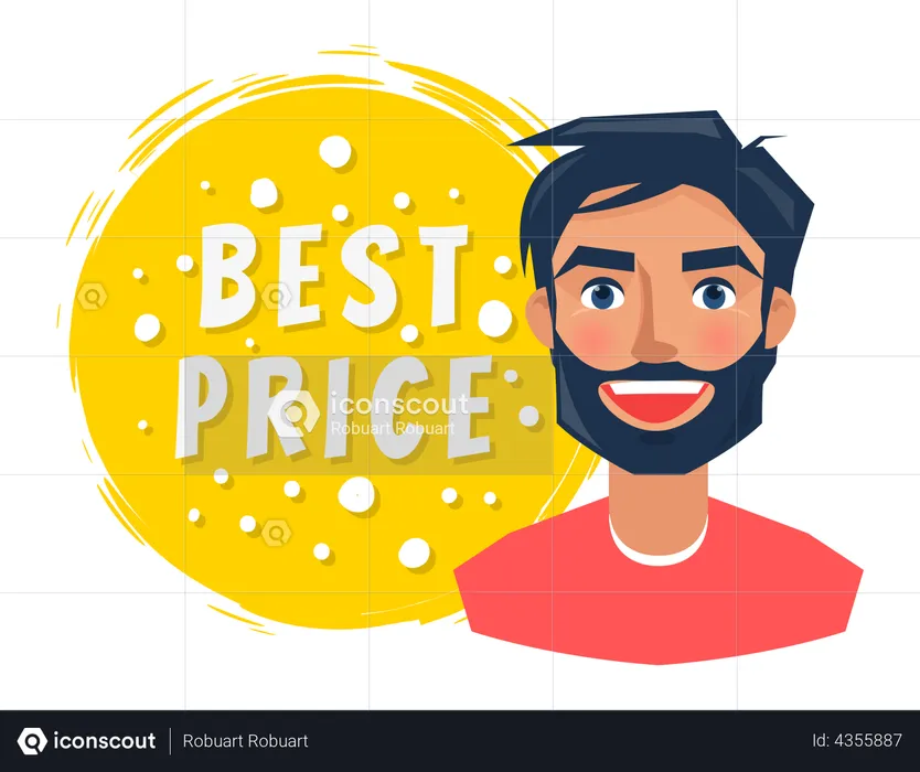 Man feeling happy by discount  Illustration