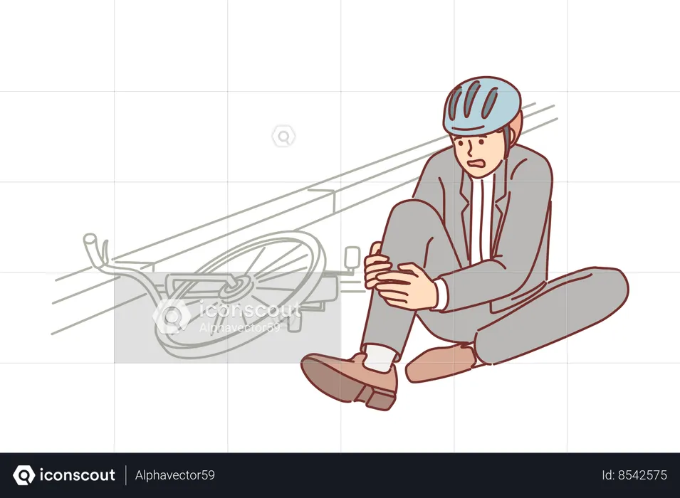 Man fell from bicycle and broke leg  Illustration