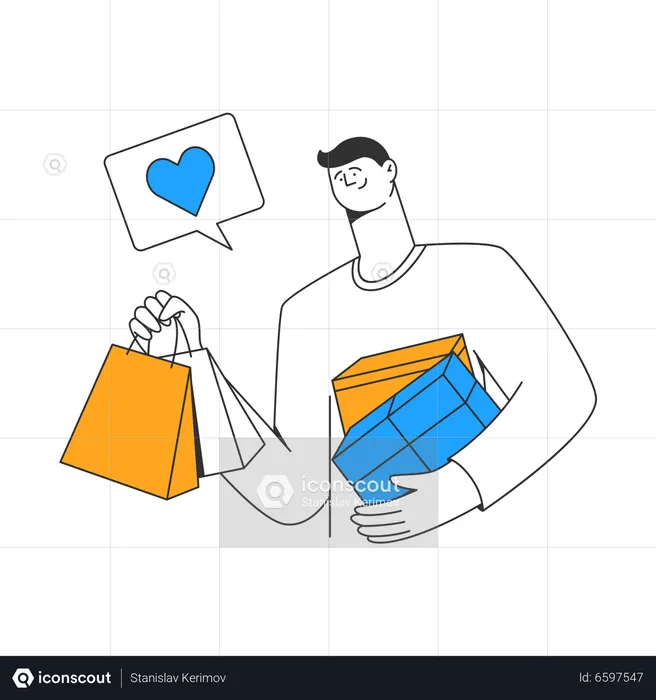 Man fell in love with shopping  Illustration